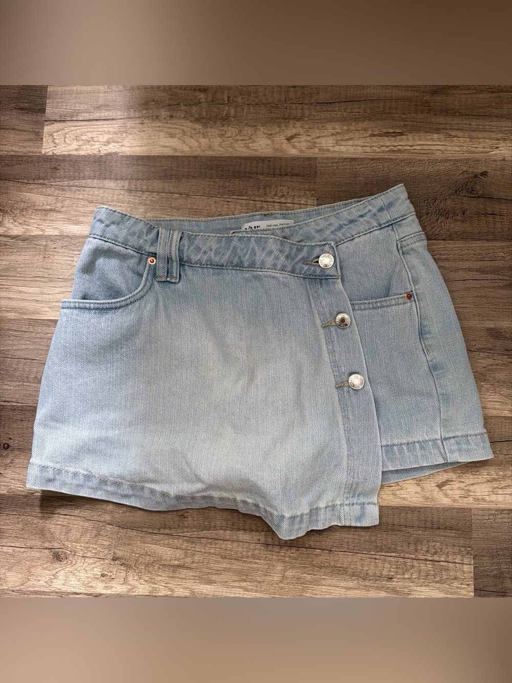YMI Light Wash High-Rise Denim Skort